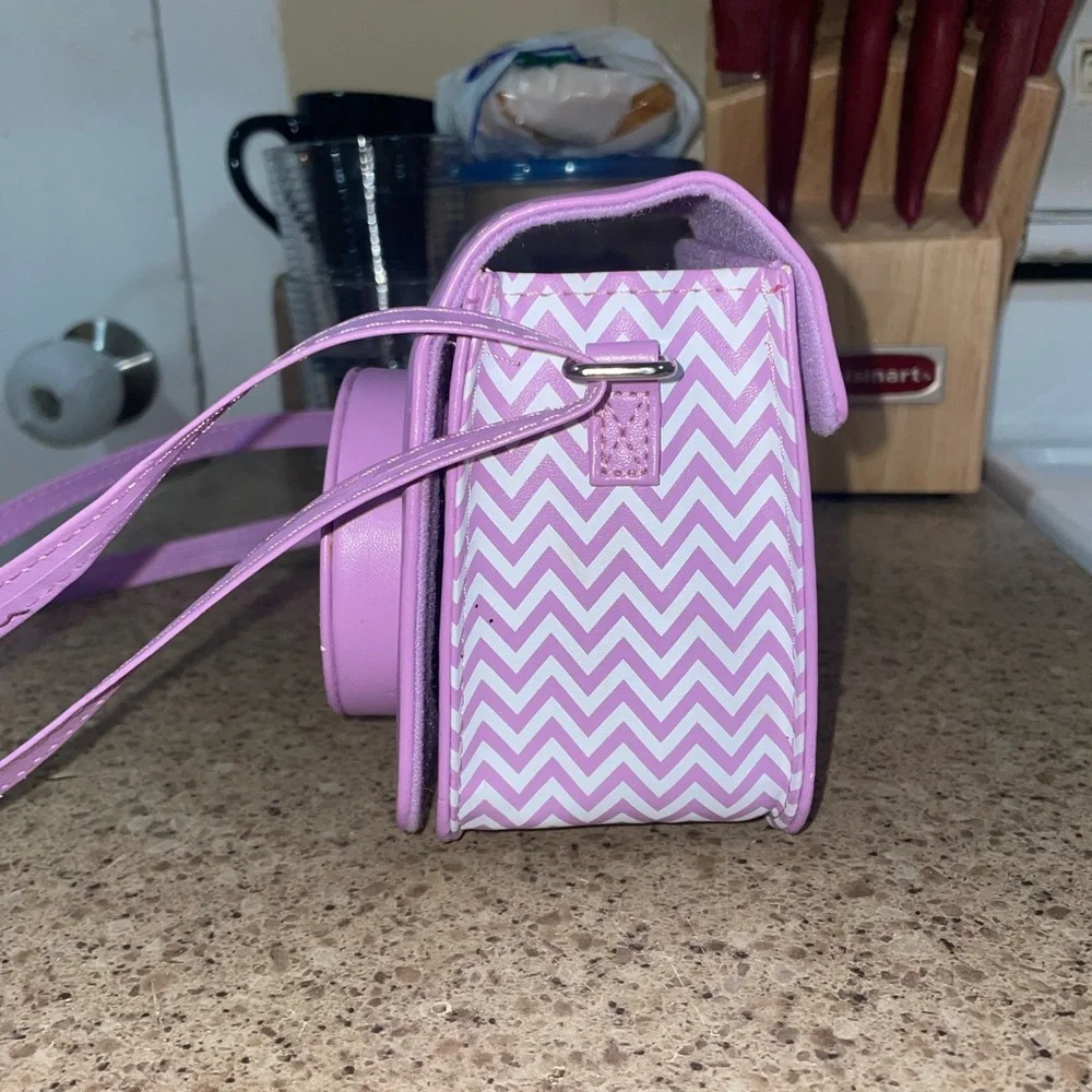 Instax mini 7+ lavender Instax mini lavender chevron case with arm strap